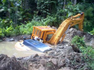 backhoe on soft clays