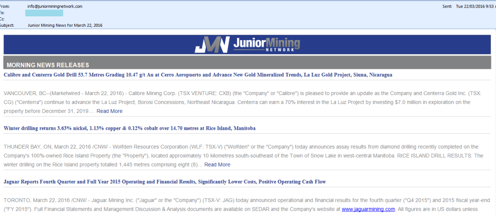 Junior Mining News screenshot